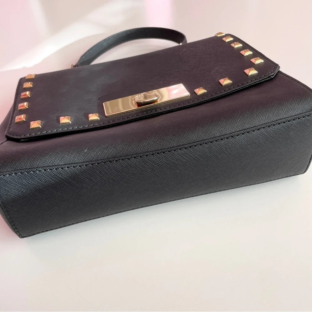 Michael Kors Black Saffiano Women's Sandrine Stud Small Leather Mini Bag - Picture 11 of 15
